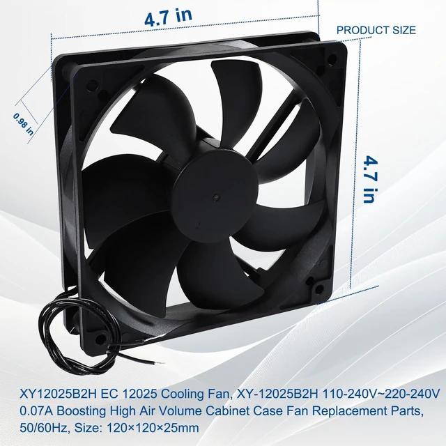 Alt view image 3 of 7 - XY12025B2H EC High Air Volume Boosting Cooling Fan, 110-240V~220-240V 2PCS