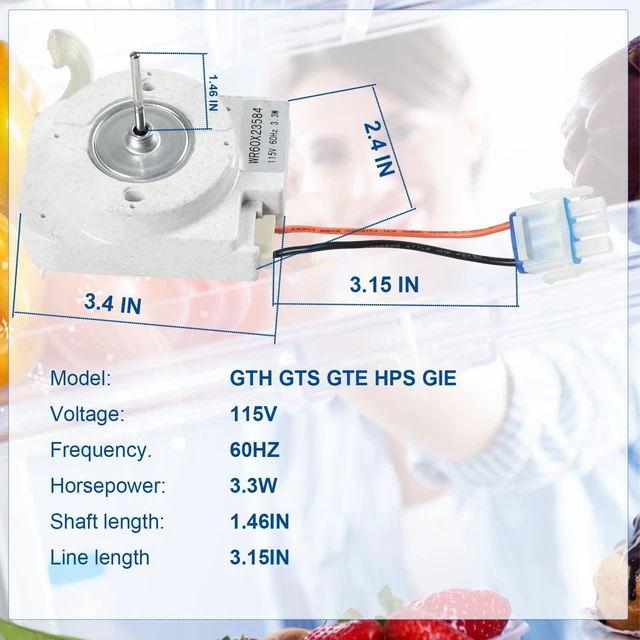 Alt view image 3 of 7 - GTS17DTNBRBB GTH18EBT2RBB Refrigerator Evaporator Fan Motor for GE Models
