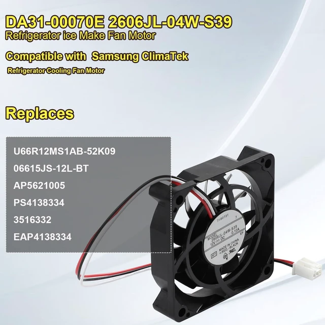 Alt view image 4 of 7 - DA31-00070E 2606JL-04W-S39 Refrigerator ice Make Fan Motor for Samsung