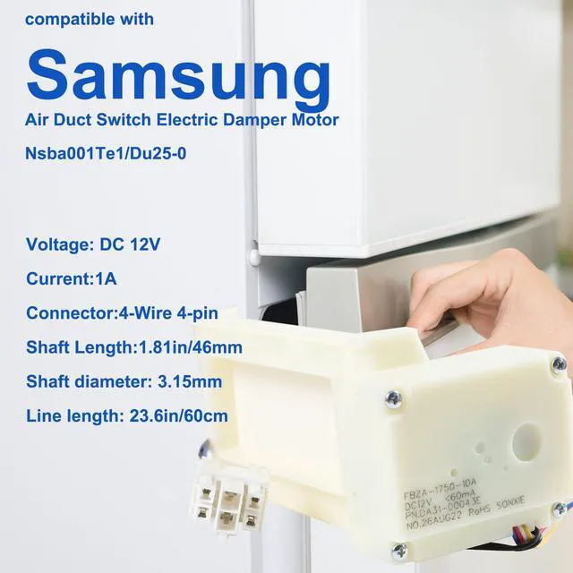 Alt view image 3 of 7 - DA31-00043E Refrigerator Air Duct Switch Electric Damper Motor for Samsung