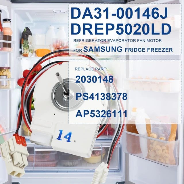 Alt view image 2 of 6 - DA31-00146J DREP5020LD Refrigerator Evaporator Fan Motor for Samsung