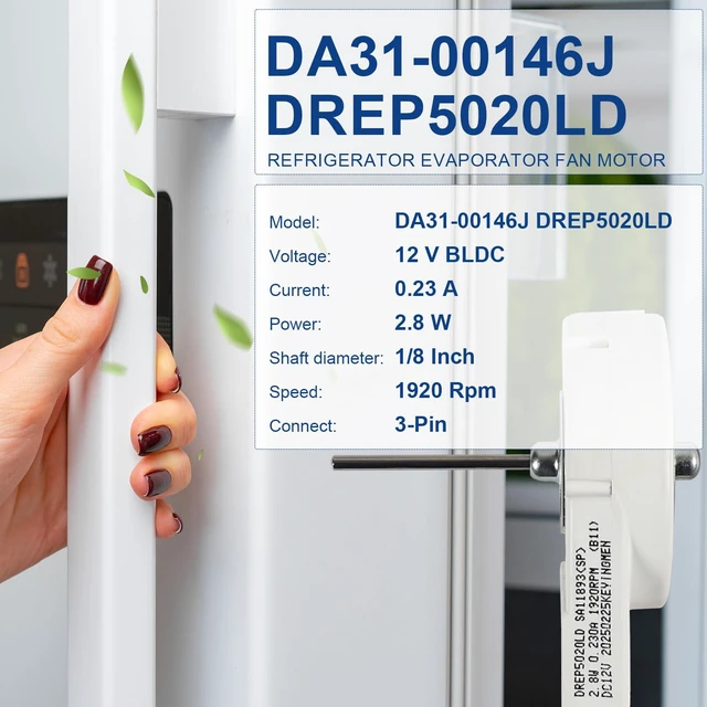 Alt view image 3 of 6 - DA31-00146J DREP5020LD Refrigerator Evaporator Fan Motor for Samsung