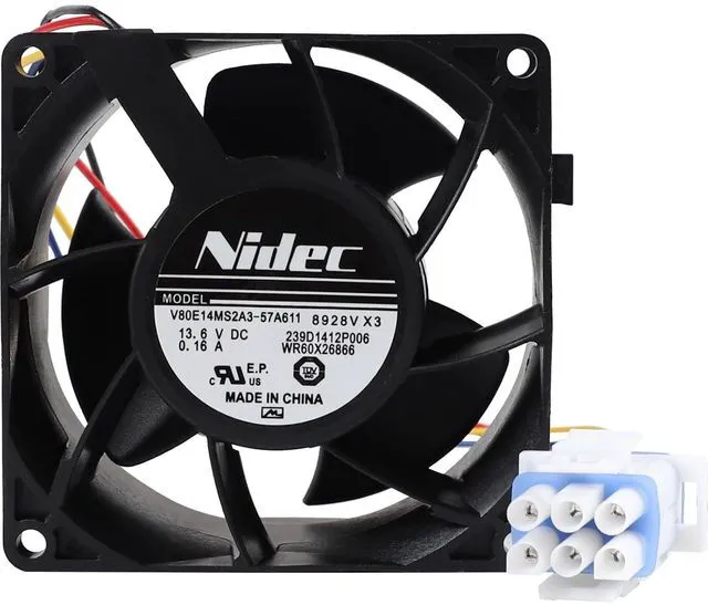 Main image of WR60X26866 Evaporator Fan Motor for GE Refrigerator Part V80E14MS2A3-57A611