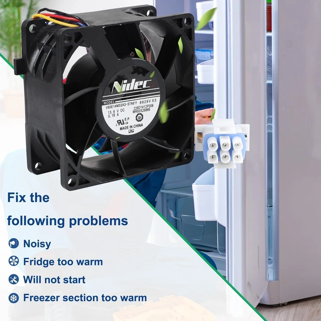 Alt view image 6 of 7 - WR60X26866 Evaporator Fan Motor for GE Refrigerator Part V80E14MS2A3-57A611