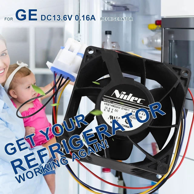 Alt view image 6 of 7 - Evaporator Fan Motor for GE Refrigerator Model Numbers DFE29JSDASS GFE29HSDASS GFE29HMDAES GFE29HSDCSS GFE29HSDDSS GFE29HSDESS GFE29HMEEES GNE29GMKBES GNE29GSKFSS GNE29GSHDSS DFE29JMDGES CFE29TSDDSS