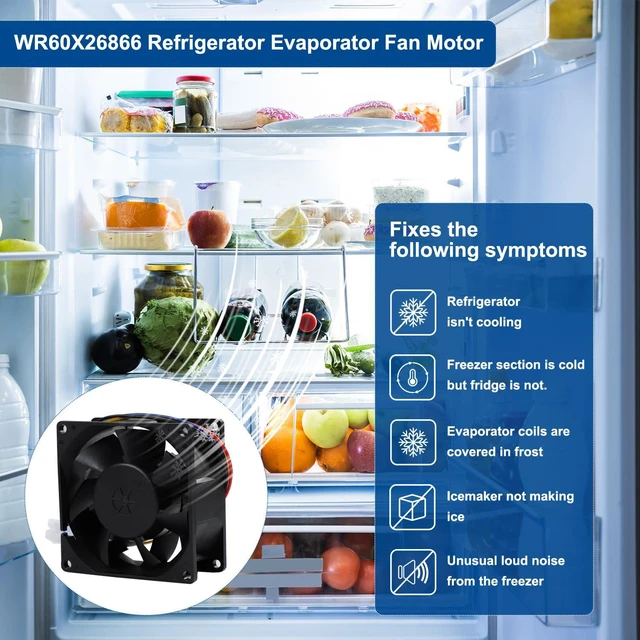 Alt view image 4 of 7 - WR60X26866 Evaporator Fan Motor for GE Refrigerator Part V80E14MS2A3-57A611
