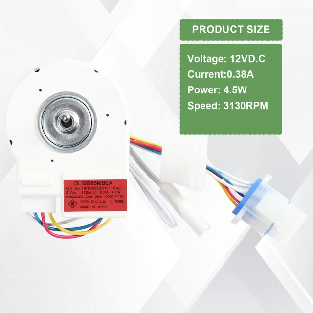 Alt view image 3 of 5 - DLB5985MBEA Refrigerator Evaporator Fan Motor for GE 197D4968GO13