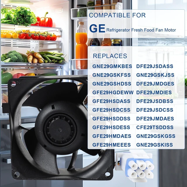 Alt view image 3 of 7 - Evaporator Fan Motor for GE Refrigerator Model Numbers DFE29JSDASS GFE29HSDASS GFE29HMDAES GFE29HSDCSS GFE29HSDDSS GFE29HSDESS GFE29HMEEES GNE29GMKBES GNE29GSKFSS GNE29GSHDSS DFE29JMDGES CFE29TSDDSS