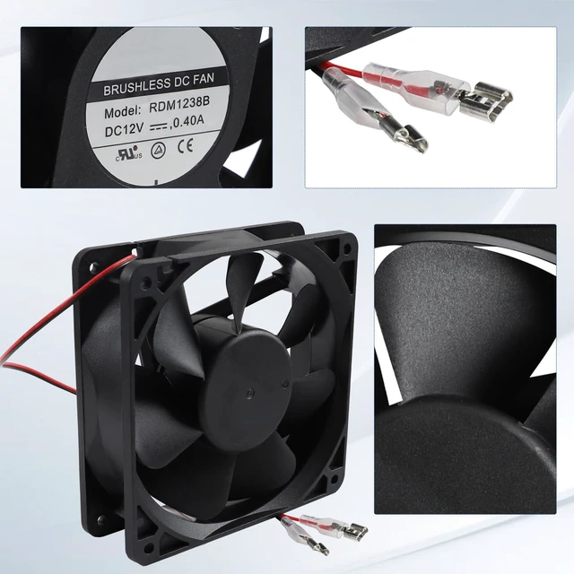 Alt view image 5 of 6 - RDM1238B 628685 Refrigerator External Cooling Fan Fit for Norcold RV 2118 1200 1210, N1095 N61X N62X N64X N81X N82X N84X, 120×120×38mm, 12038 Brushless Inverter Chassis Fan, DC 12V 0.40A, 2 Wire