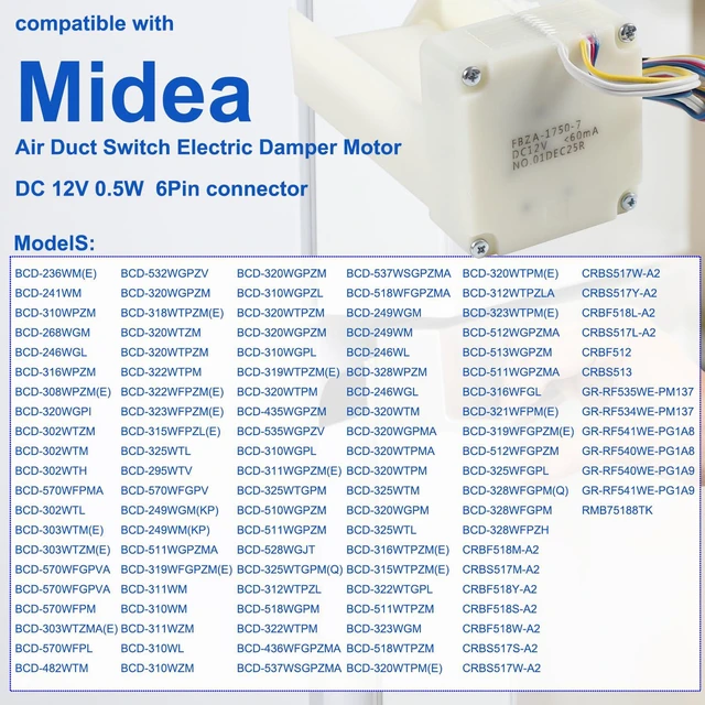 Alt view image 3 of 7 - FBZA-1750-7 Refrigerator Air Duct Electric Damper for Midea BCD-536WKM