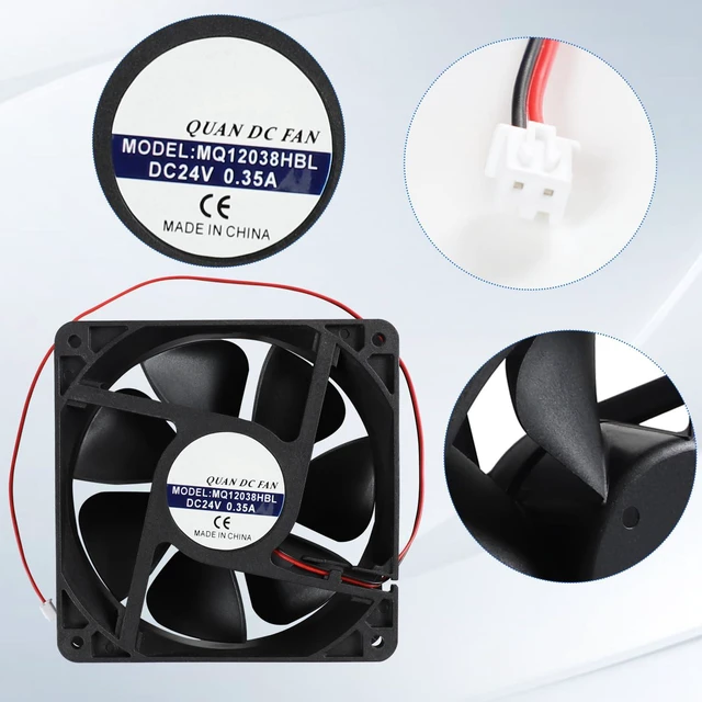 Alt view image 3 of 6 - MQ12038HBL Silent Cooling Fan, DC 24V 0.35A, 12038 120×120×38mm