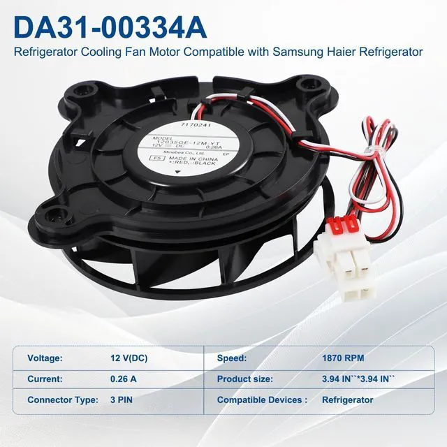 Alt view image 2 of 7 - DA31-00334A DA31-00334C Refrigerator Evaporator Fan Motor for Samsung