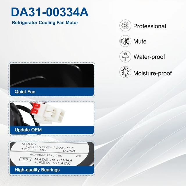 Alt view image 5 of 7 - DA31-00334A DA31-00334C Refrigerator Evaporator Fan Motor for Samsung