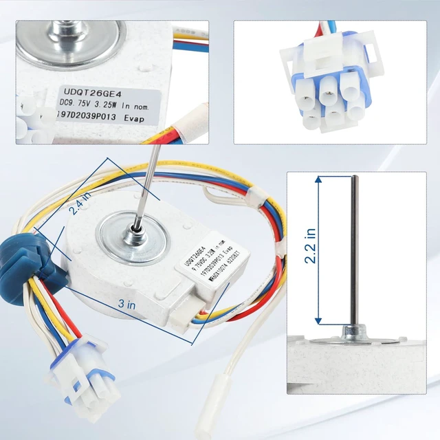 Alt view image 6 of 7 - GSS25GSHLCSS GSS25QGTBWW PCE23NGTJFSS Refrigerator Evaporator Fan Motor for GE GSS25LGTEBB PCE23NGTJFSS PSE25KYHBHFS PSE27VHXATBB PSC23SGRBSS GZS22DGJWFWW GZS22IMNRHES PSCS5VGXAFSS PSCF3RGXGFBB