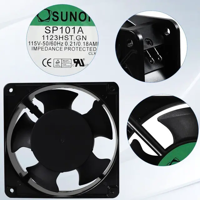 Alt view image 3 of 6 - SP101A 1123HST.GN Cooling Fan 115V 50/60Hz 0.21/0.18AMP 120×120×38mm