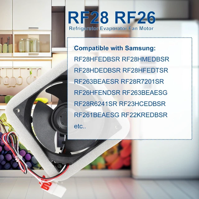 Alt view image 4 of 7 - Refrigerator Evaporator Fan Motor for Samsung RF28HFEDBSR RF28HMEDBSR RF28HDEDBSR RF28HFEDTSR RF263BEAESR RF28R7201SR RF26HFENDSR RF263BEAESG RF28R6241SR RF23HCEDBSR RF261BEAESG RF22KREDBSR