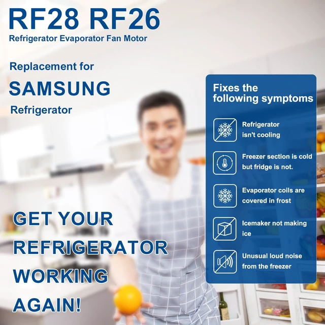 Alt view image 7 of 7 - Refrigerator Evaporator Fan Motor for Samsung RF28HFEDBSR RF28HMEDBSR RF28HDEDBSR RF28HFEDTSR RF263BEAESR RF28R7201SR RF26HFENDSR RF263BEAESG RF28R6241SR RF23HCEDBSR RF261BEAESG RF22KREDBSR