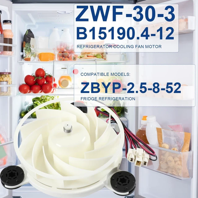 Alt view image 3 of 7 - ZWF-30-3 B15190.4-12 (A1) Refrigerator Cooling Fan Motor, 12V 3W 3-Wire
