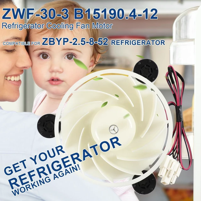 Alt view image 7 of 7 - ZWF-30-3 B15190.4-12 (A1) Refrigerator Cooling Fan Motor, 12V 3W 3-Wire
