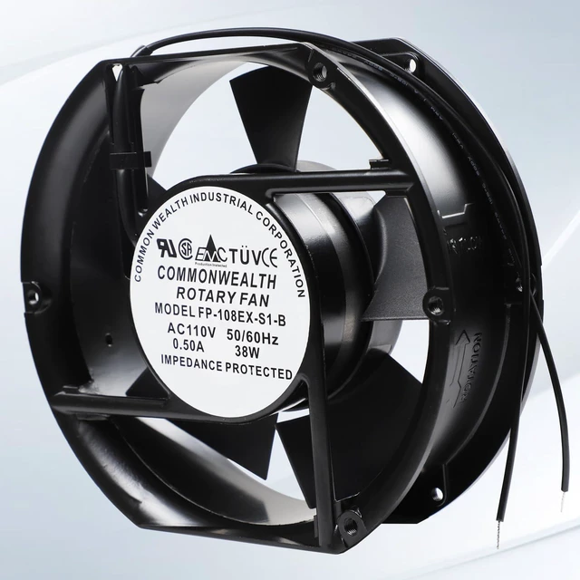 Alt view image 3 of 6 - FP-108EX-S1-B Ball Bearing Cooling Fan AC 110V 50/60Hz 38W 0.50A