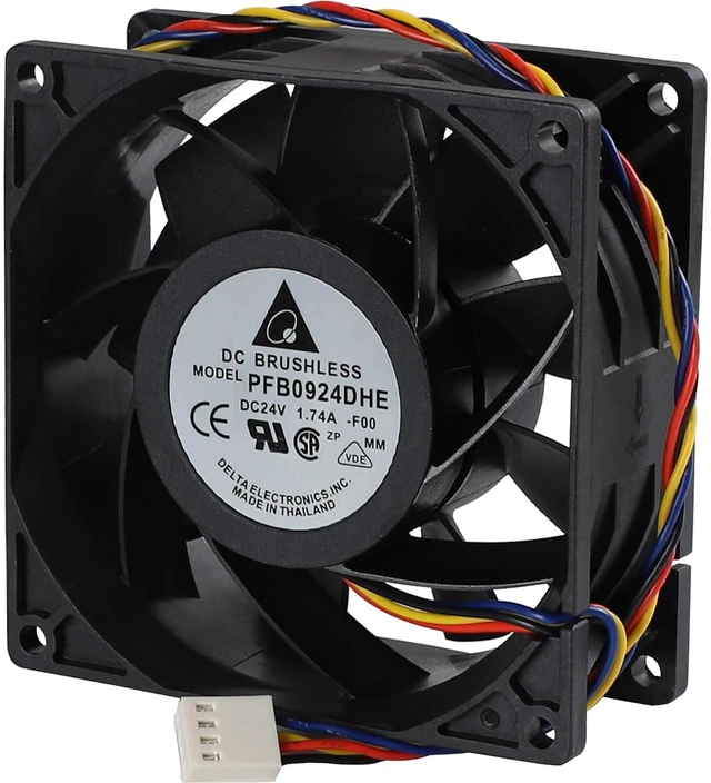 Alt view image 4 of 7 - PFB0924DHE-F00 Cooling Fan 90×90×38MM, DC 24V 1.74A, 4wires/4pins