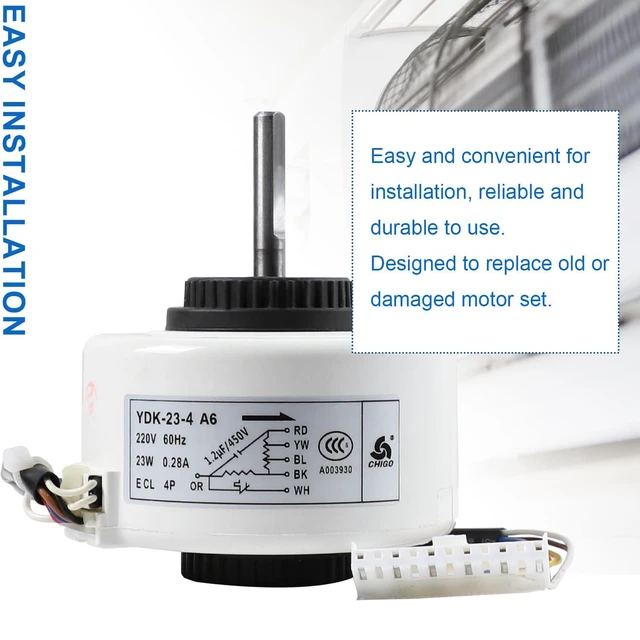 Alt view image 6 of 6 - YDK-23-4 A6 Air Conditioner Indoor Unit AC Fan Motor, 220V 60Hz 23W