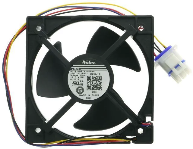 Main image of WR60X10340 Refrigerator Evaporator Fan Motor for GE WR60X10352, U11P14MS7A3-57A611 239D1371P001, Black Jumper Wire Version, DC 13.6V 0.23A