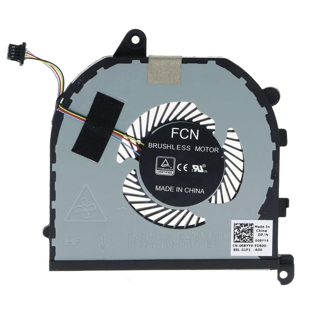 Alt view image 3 of 6 - Replacement CPU&GPU Cooling Fan for Dell XPS 15 7590 9570 Precision 5540 0F01PX 0V9H8N DC58000NHD0 008YY9 0TK9J1