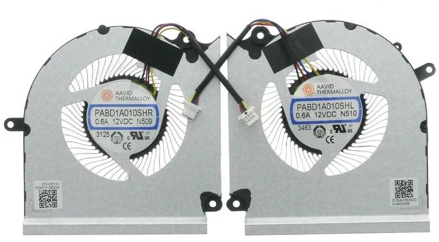 Main image of PABD1A010SHR N509 & PABD1A010SHL N510 CPU+GPU Cooling Fan Set Replacement for MSI GE68 GP68H MS-15M1 MS-15M2 DC 12V 0.6A 4-Pin
