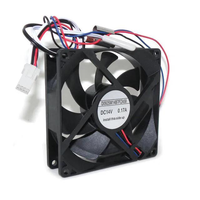 Alt view image 2 of 4 - Refrigerator Evaporator Fan Motor Replacement for Whirlpool W11087438 W10799016, D0925W14B7PZA58, 14V 0.17A 8-Pin 3-Wire