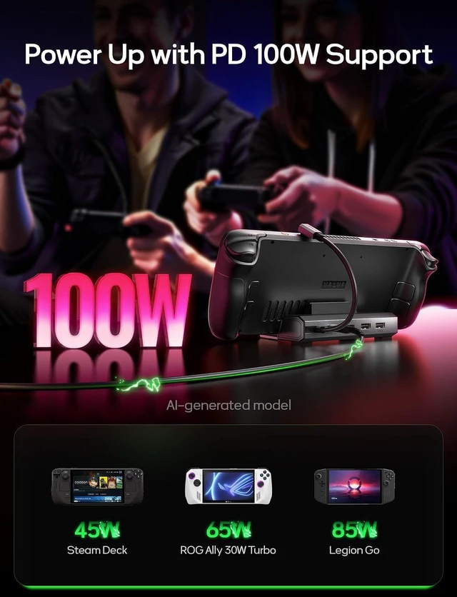 Alt view image 6 of 7 - 5-in-1 Docking Station for Steam Deck/ROG Ally X/Legion Go S-HB0602