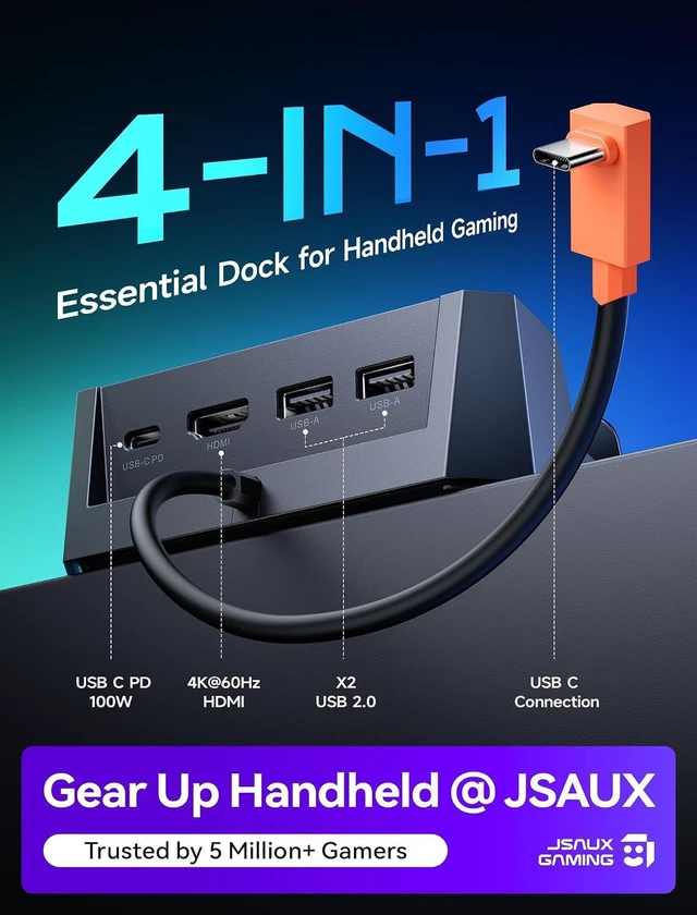 Alt view image 2 of 7 - 4-in-1 Docking Station for ROG Xbox Ally X/Steam Deck/LegionGo-HB0503
