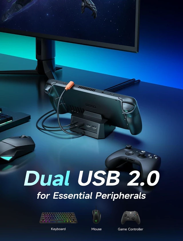 Alt view image 5 of 7 - 4-in-1 Docking Station for ROG Xbox Ally X/Steam Deck/LegionGo-HB0503