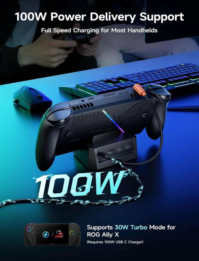 Alt view image 6 of 7 - 4-in-1 Docking Station for ROG Xbox Ally X/Steam Deck/LegionGo-HB0503
