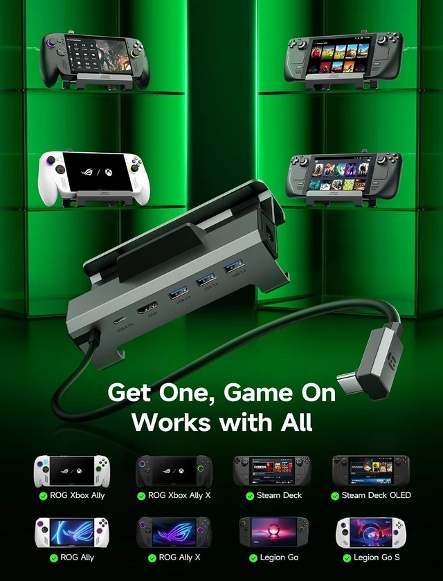 Alt view image 4 of 7 - 6-in-1 Docking Station for ROG Xbox Ally X/Steam Deck/LegionGo HB0612