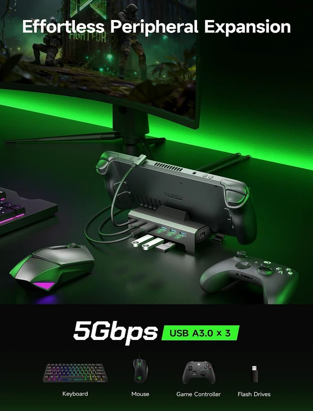 Alt view image 5 of 7 - 6-in-1 Docking Station for ROG Xbox Ally X/Steam Deck/LegionGo HB0612
