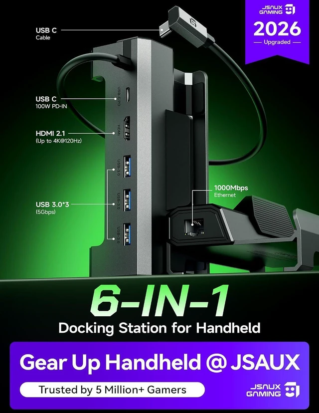 Alt view image 2 of 7 - 6-in-1 Docking Station for ROG Xbox Ally X/Steam Deck/LegionGo HB0612