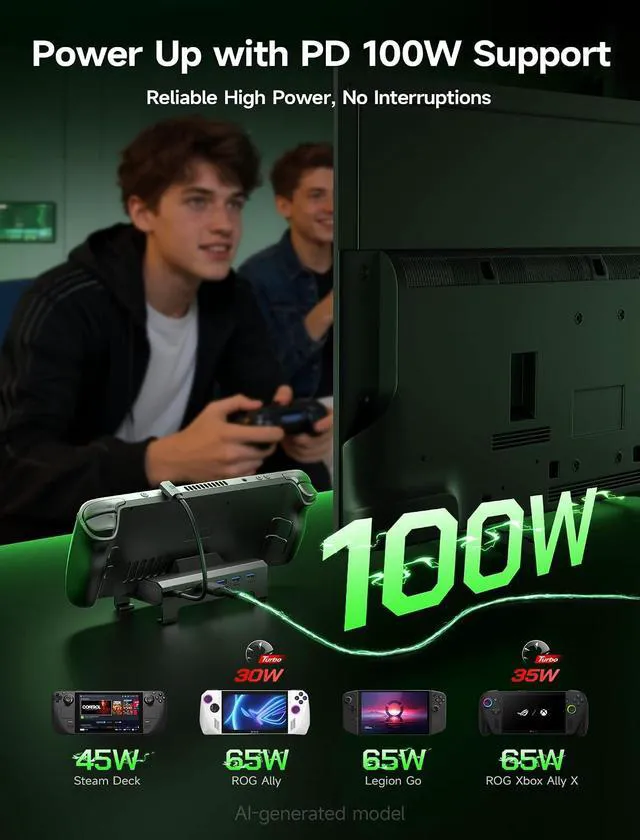 Alt view image 6 of 7 - 6-in-1 Docking Station for ROG Xbox Ally X/Steam Deck/LegionGo HB0612