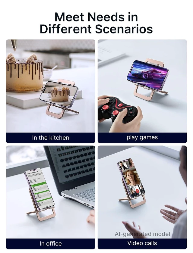 Alt view image 5 of 6 - Fold-Flat Cell Phone Stand, Adjustable Desk Holder-Pink