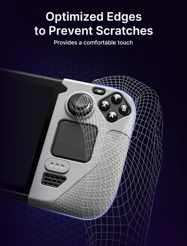 Alt view image 4 of 7 - Silicone Grip Case Set for Steam Deck OLED/LCD, Left & Right, Grey
