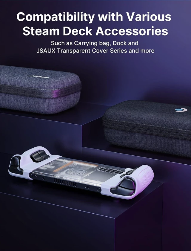 Alt view image 6 of 7 - Silicone Grip Case Set for Steam Deck OLED/LCD, Left & Right, Grey