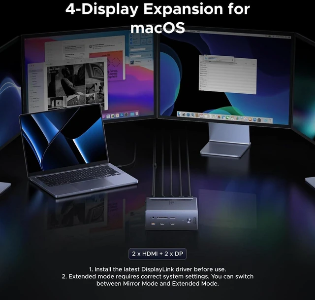Alt view image 3 of 7 - USB-C DisplayLink Docking Station, Quad Monitor, Driver Required