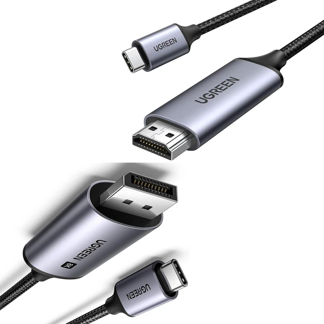 Main image of USB C to HDMI Cable for Home Office 6.6FT Bundle with USB C to DisplayPort 1.4 Cable 8K@60Hz 4K@240Hz Thunderbolt 4/3 to DisplayPort Cord 32.4 Gbps Alu Braided