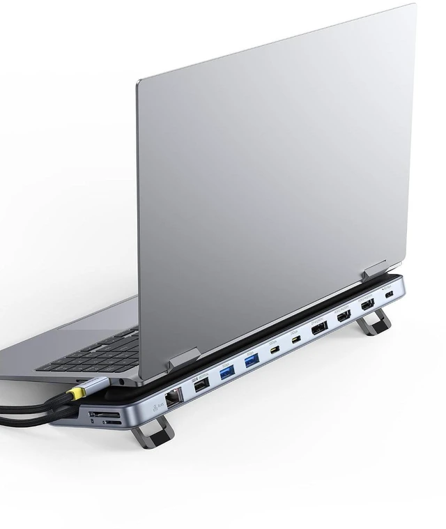 Main image of Laptop Docking Station Stand, 12 in 1 Triple 4K Display HDMI/DP, 10Gbps USB A/C Fast Data, PD 100W, Ethernet, TF/SD, USB C Docking Station with Stand for Windows/Dell/HP/Lenovo/Asus/Acer/Mac