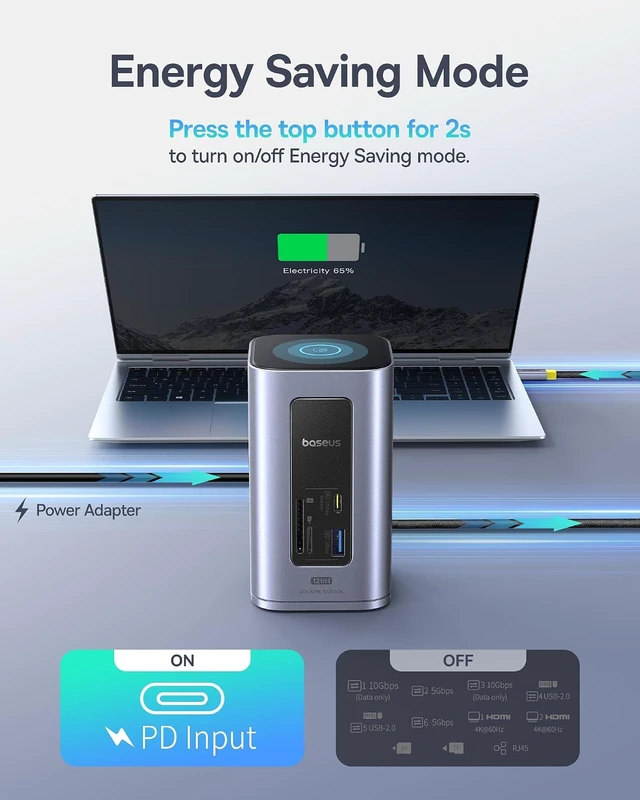 Alt view image 7 of 7 - Spacemate Nomos Air Docking Station 12-in-1+ USB C Cable 240W PD 5A