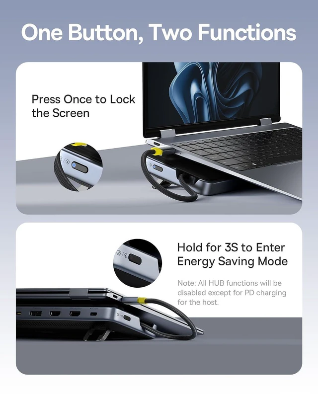 Alt view image 7 of 7 - Laptop Docking Station Stand, 12 in 1 Triple 4K Display HDMI/DP, 10Gbps USB A/C Fast Data, PD 100W, Ethernet, TF/SD, USB C Docking Station with Stand for Windows/Dell/HP/Lenovo/Asus/Acer/Mac