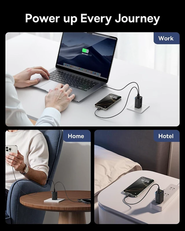 Alt view image 6 of 7 - 2 Pack 65W USB C Charger Block, PPS 3-Port Fast Compact USB C Brick