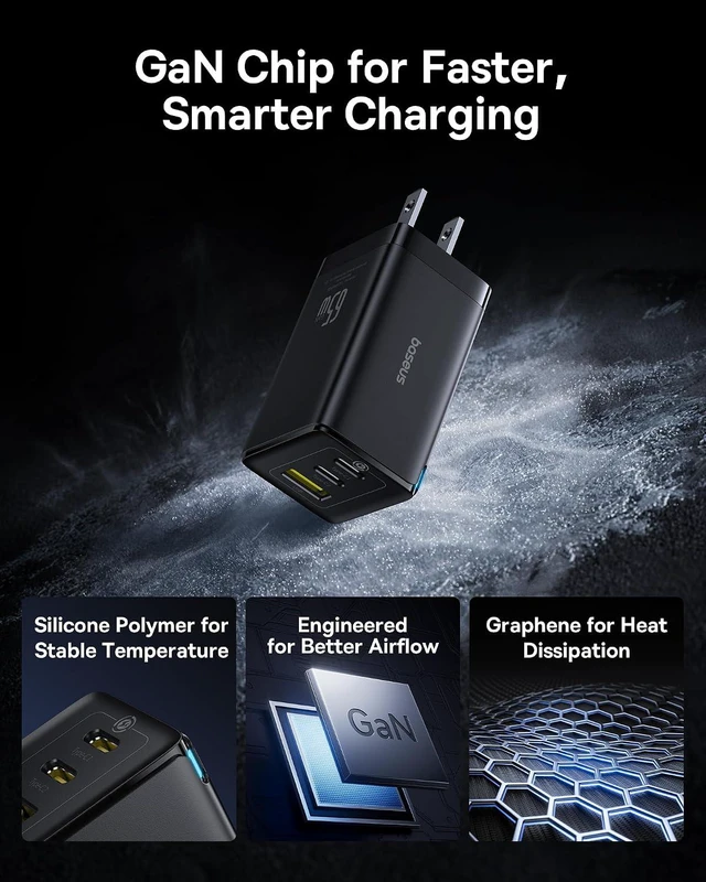 Alt view image 7 of 7 - 2 Pack 65W USB C Charger Block, PPS 3-Port Fast Compact USB C Brick