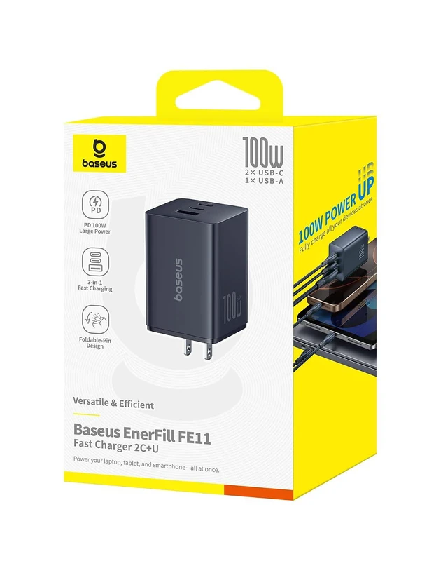 Alt view image 7 of 7 - 100W USB C Charger Block, 3-Port Foldable Compact PPS Wall Charger, Fast Charging Power Adapter for MacBook Pro/Air, iPad, iPhone 17 Pro Max/Air, Galaxy S24, Steam Deck & More