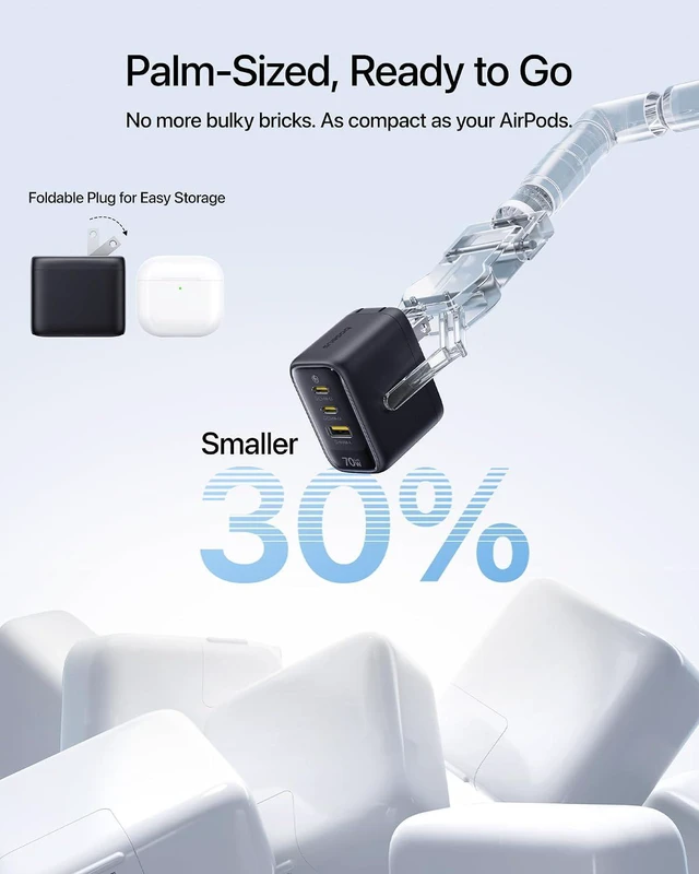 Alt view image 3 of 7 - Enerfill 70W USB C Charger, Fast Charging Block with Foldable Plug
